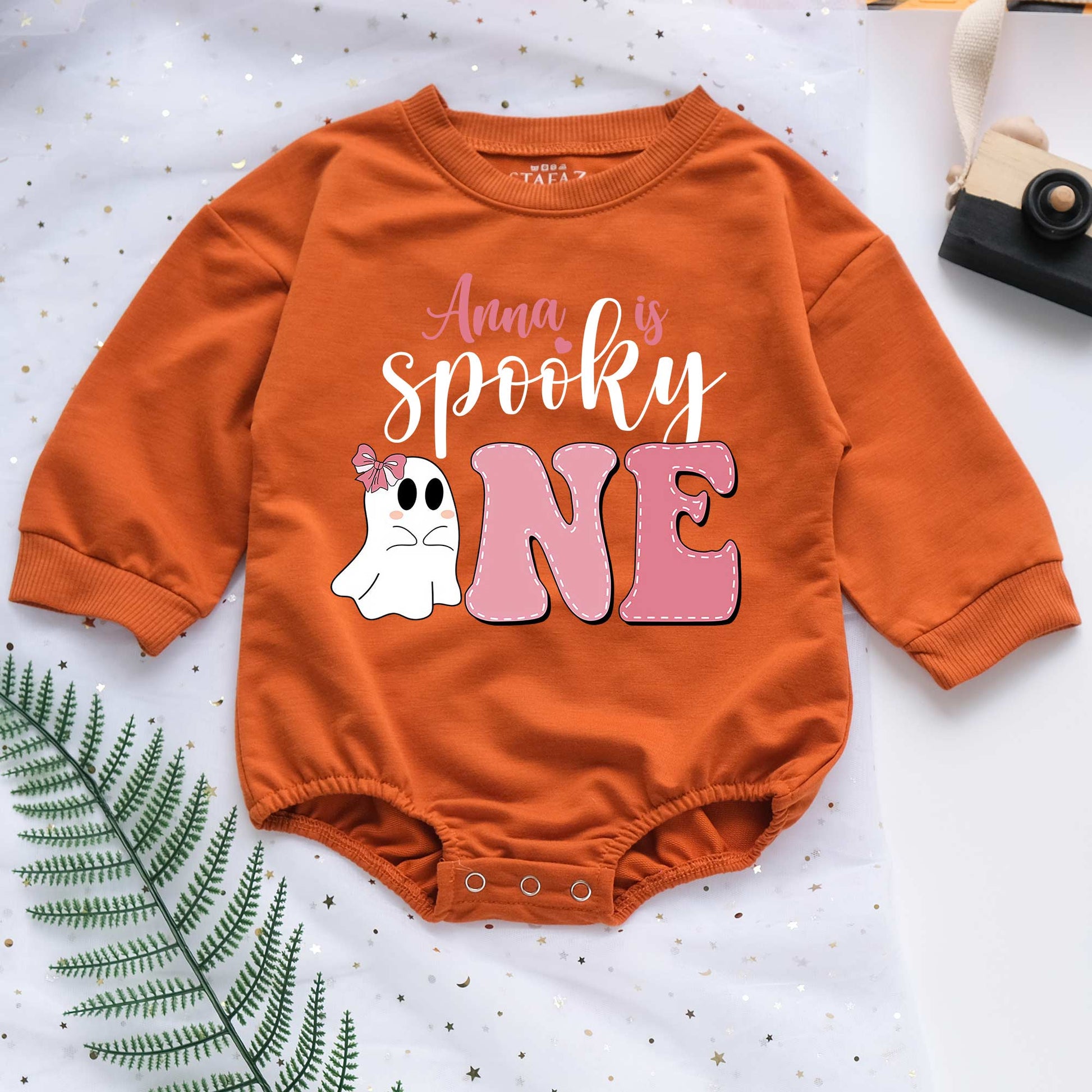 Spooky "Little Boo" Personalized Baby Romper - Short/Long Sleeve (0-2Y) - LuthCreative