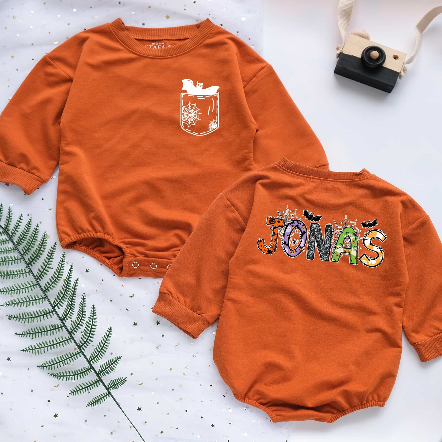 Customized Name with Halloween Spooky Style Personalized Baby Romper - Short/Long Sleeve (0-2Y) - LuthCreative