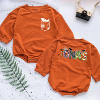 Customized Name with Halloween Spooky Style Personalized Baby Romper - Short/Long Sleeve (0-2Y)