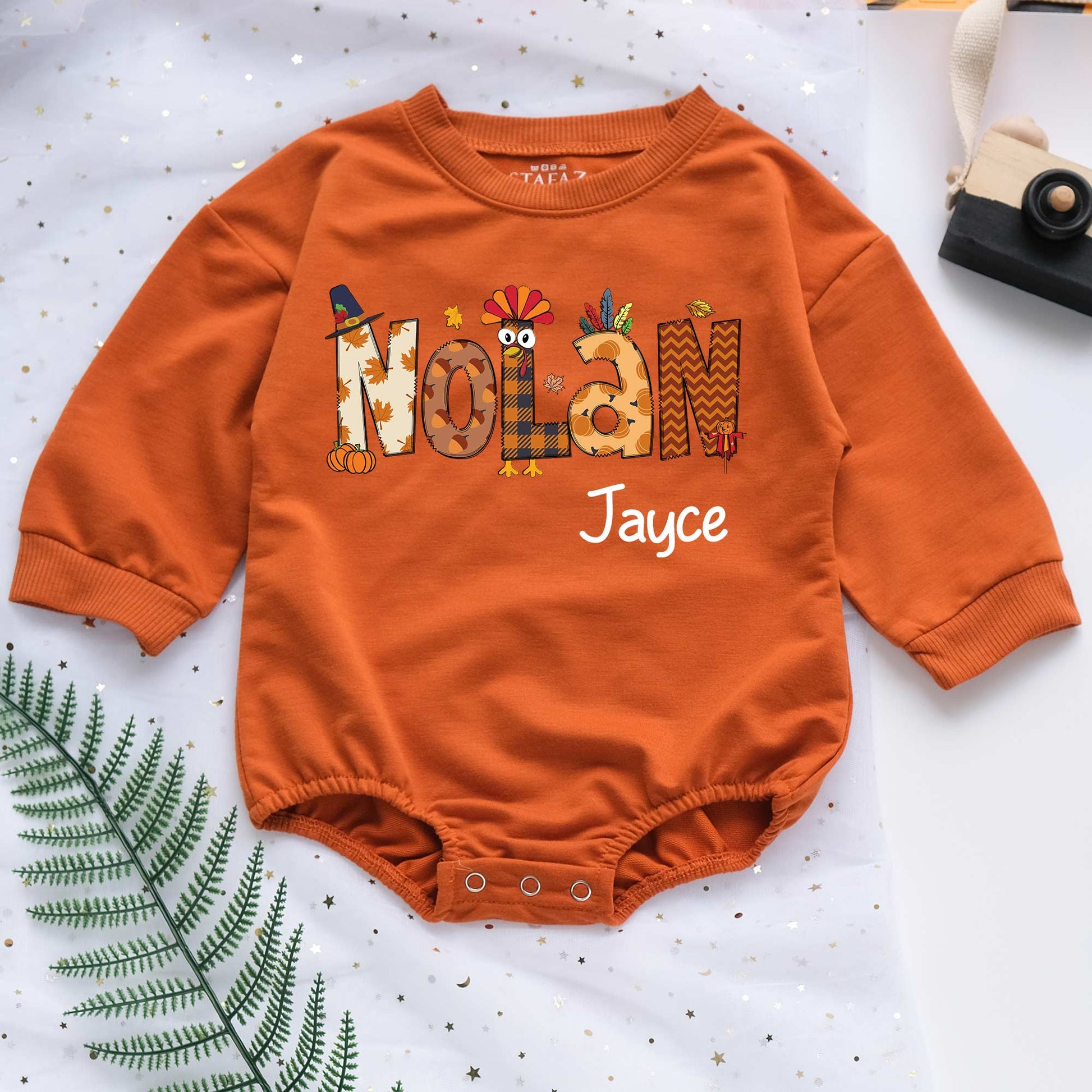 Customized Name Thanksgiving Personalized Baby Romper - Short/Long Sleeve (0-2Y) - LuthCreative