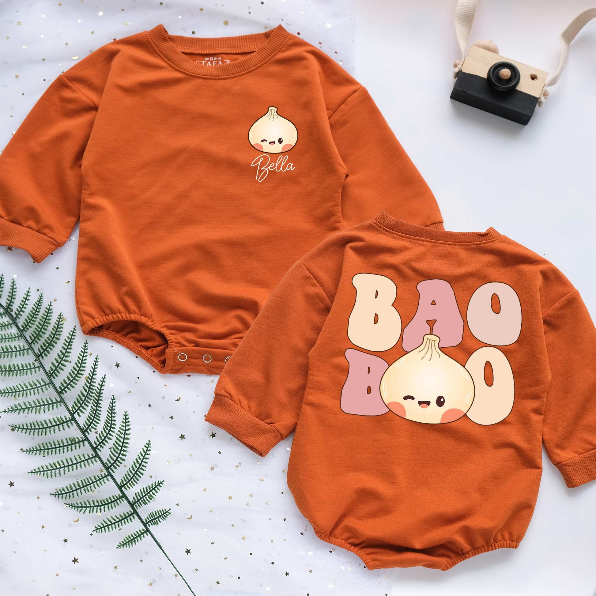 Custom Name Baby Bao Personalized Baby Romper - Short/Long Sleeve (0-2Y) - LuthCreative