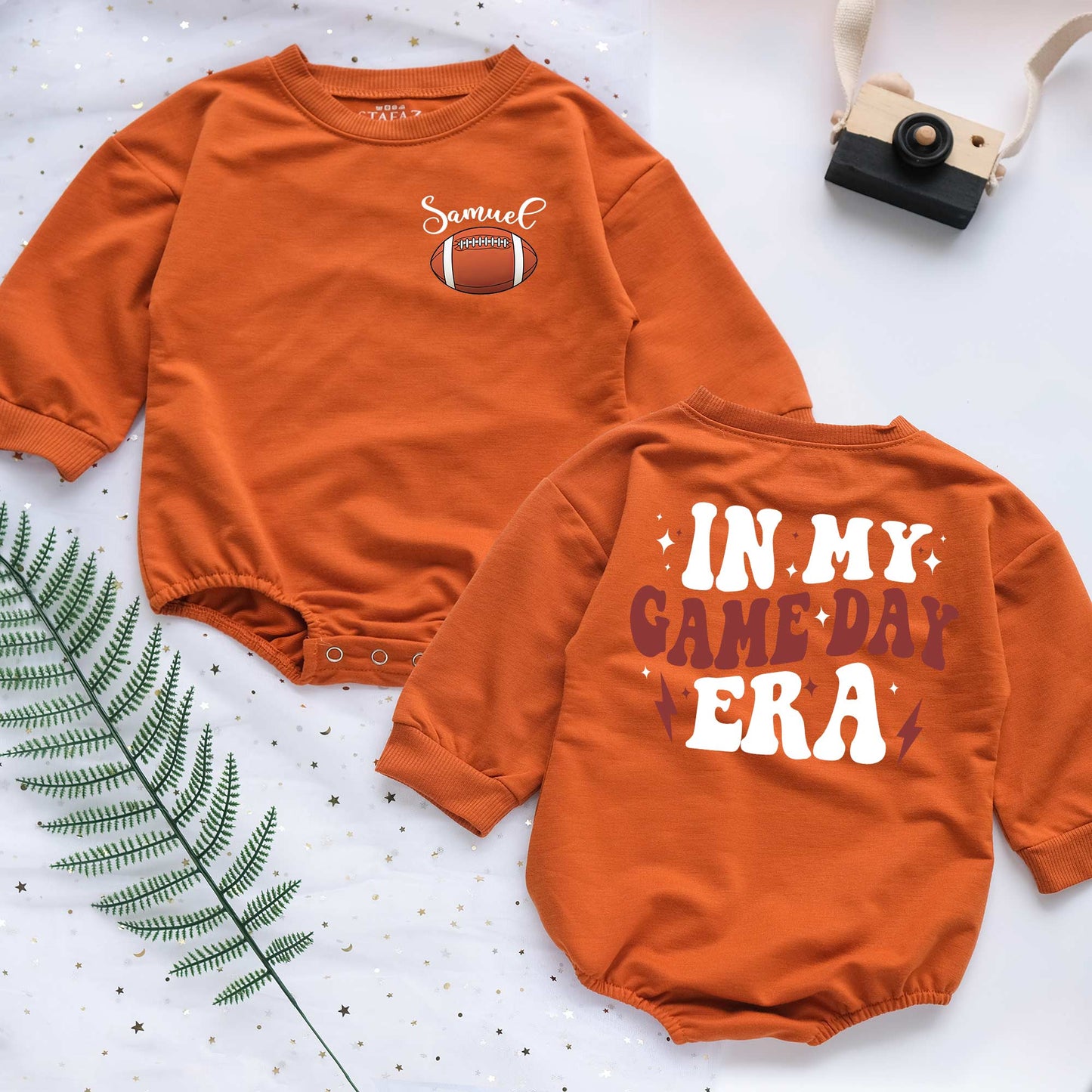 Football In My Game Day Era Custom Name Personalized Baby Romper - Short/Long Sleeve (0-2Y) - LuthCreative