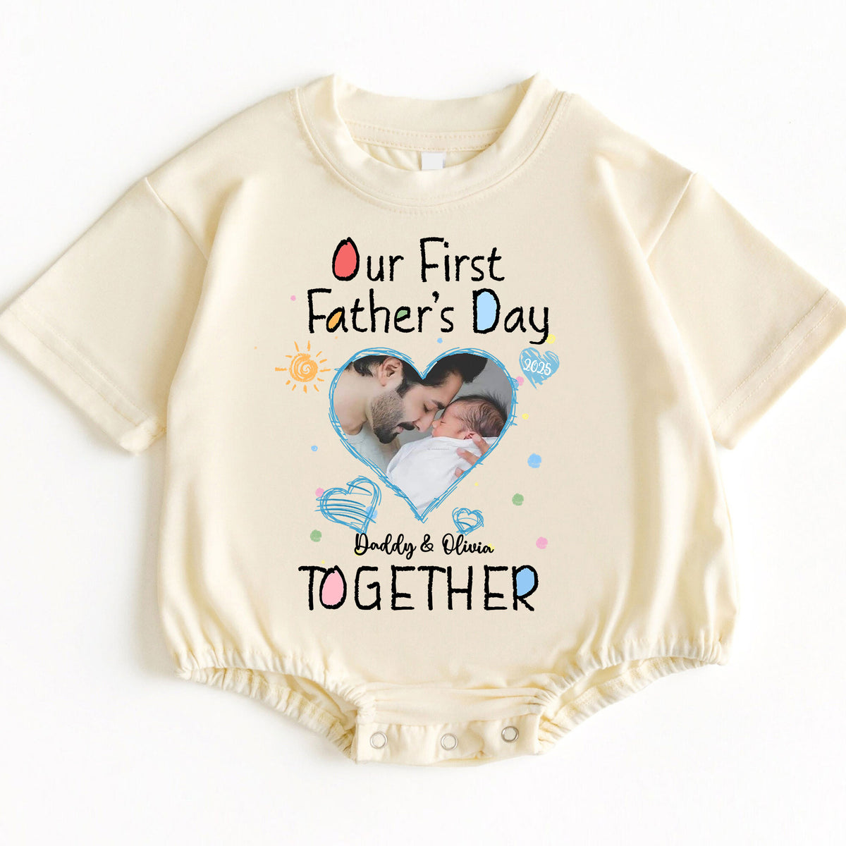 "Our First Father's Day Together" Personalized Photo Romper