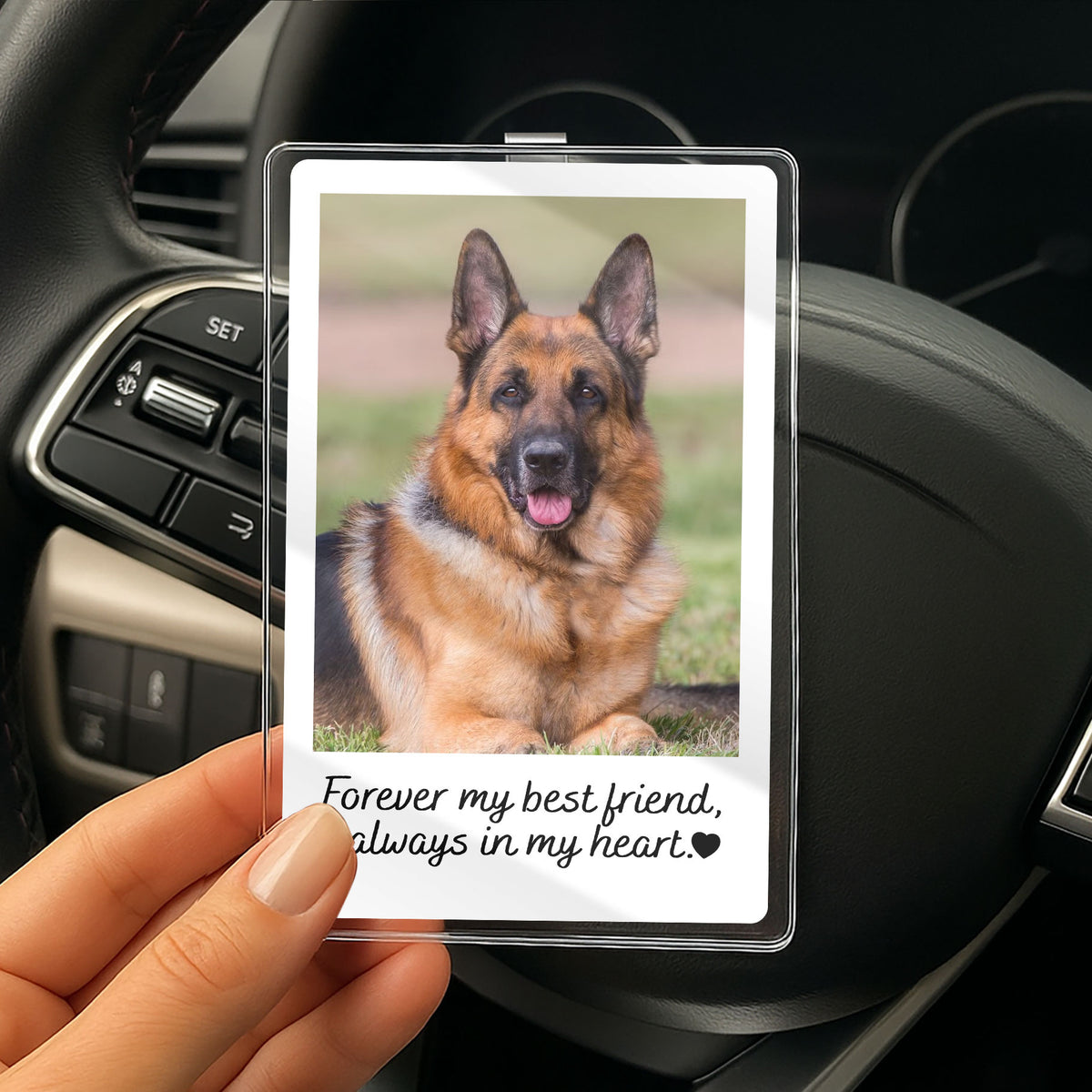 Paw Prints on My Heart – Custom Dog Photo Car Visor Clip for Pet Lovers and Dog Parents


