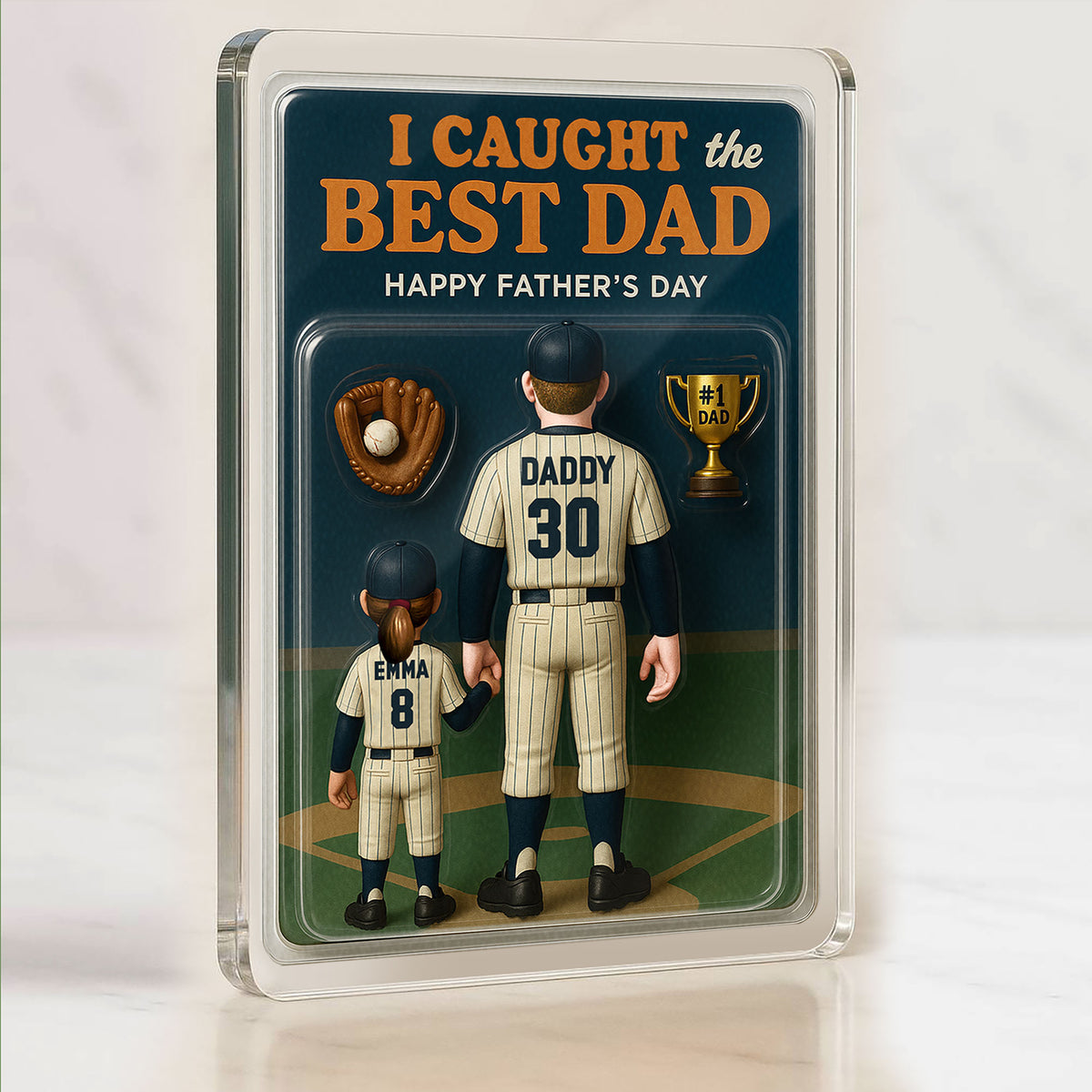 Personalized Baseball Dad & Daughter 3D Display – Touching Father’s Day Gift That Hits Right Home Plate

