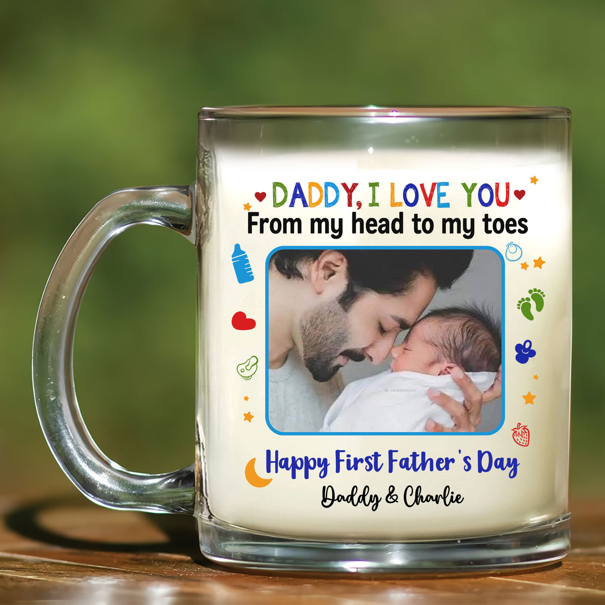 Personalized Daddy Mug for Father’s Day – Custom Photo and Message From Baby – Happy First Father’s Day Gift Idea

