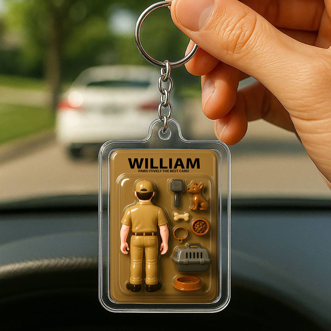 Personalized Dog Groomer Father's Day Gift Acrylic Keychain - 3D Style "Pawsitively Best" Keychain Custom Name