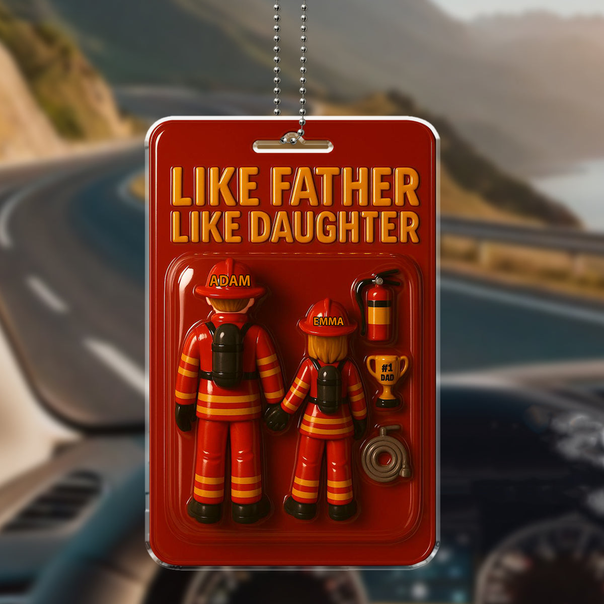 Personalized Firefighter Father Daughter Car Hanging Ornament - Custom Names