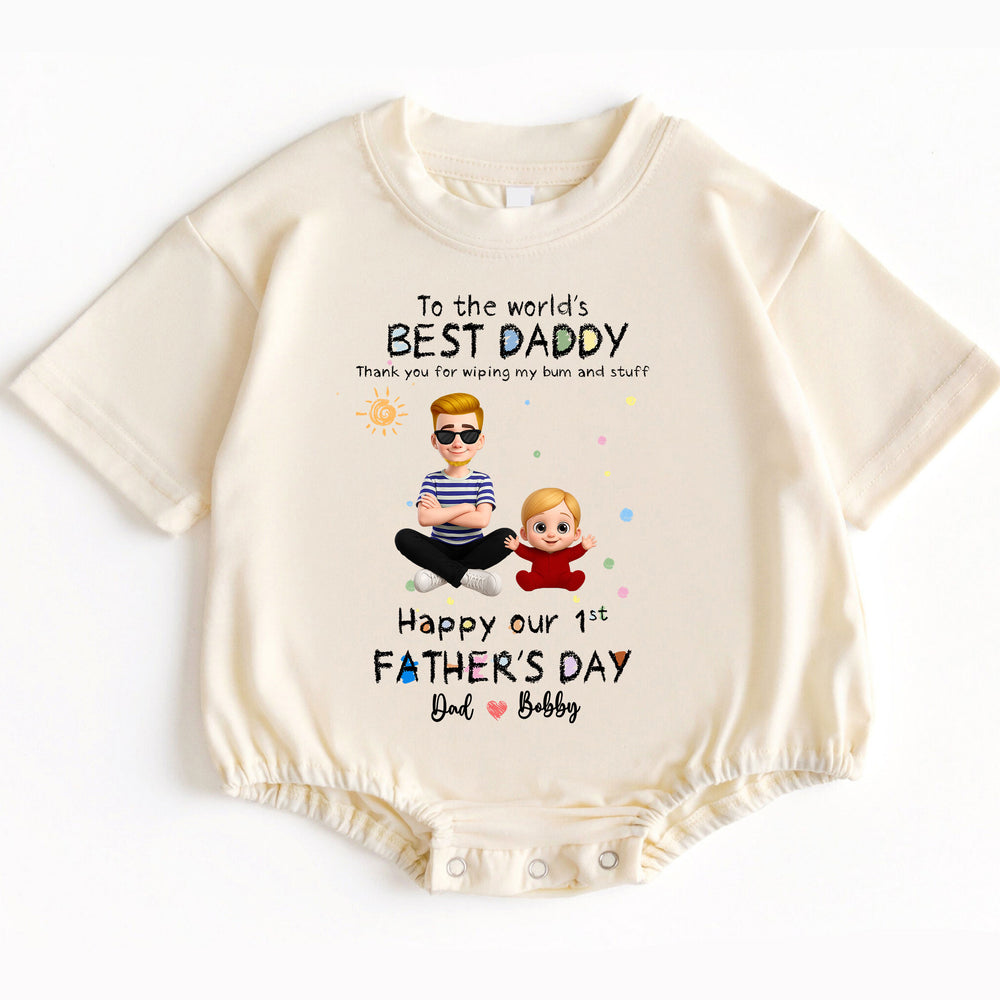 Personalized First Father's Day Gift Baby Onesie "Best Daddy"