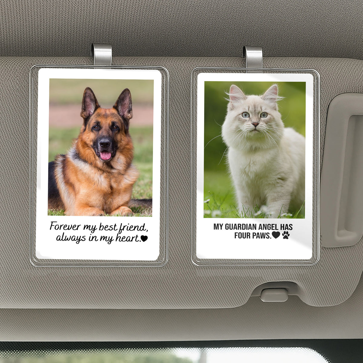 Personalized 'Forever in My Heart' Pet Car Visor Clip – Memorial Gift for Dog & Cat Lovers – Custom Photo Ornament