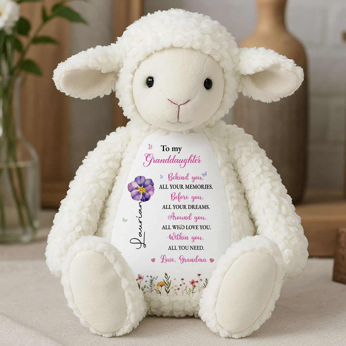 Personalized Gift for Granddaughter: "Memories & Dreams" Plush Lamb
