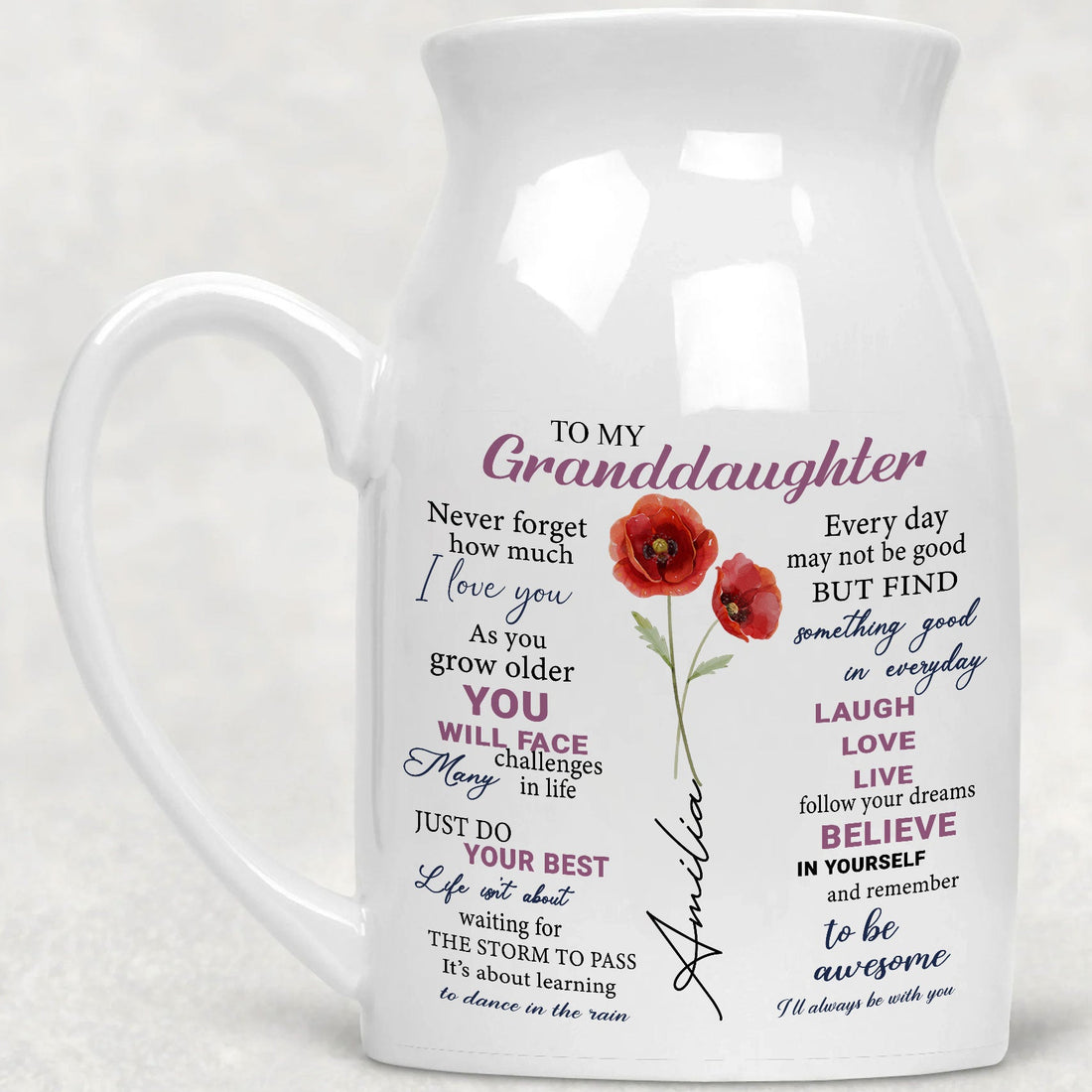 Personalized Grandmother's Love Keepsake Custom Birth Flower Gift For Granddaughter