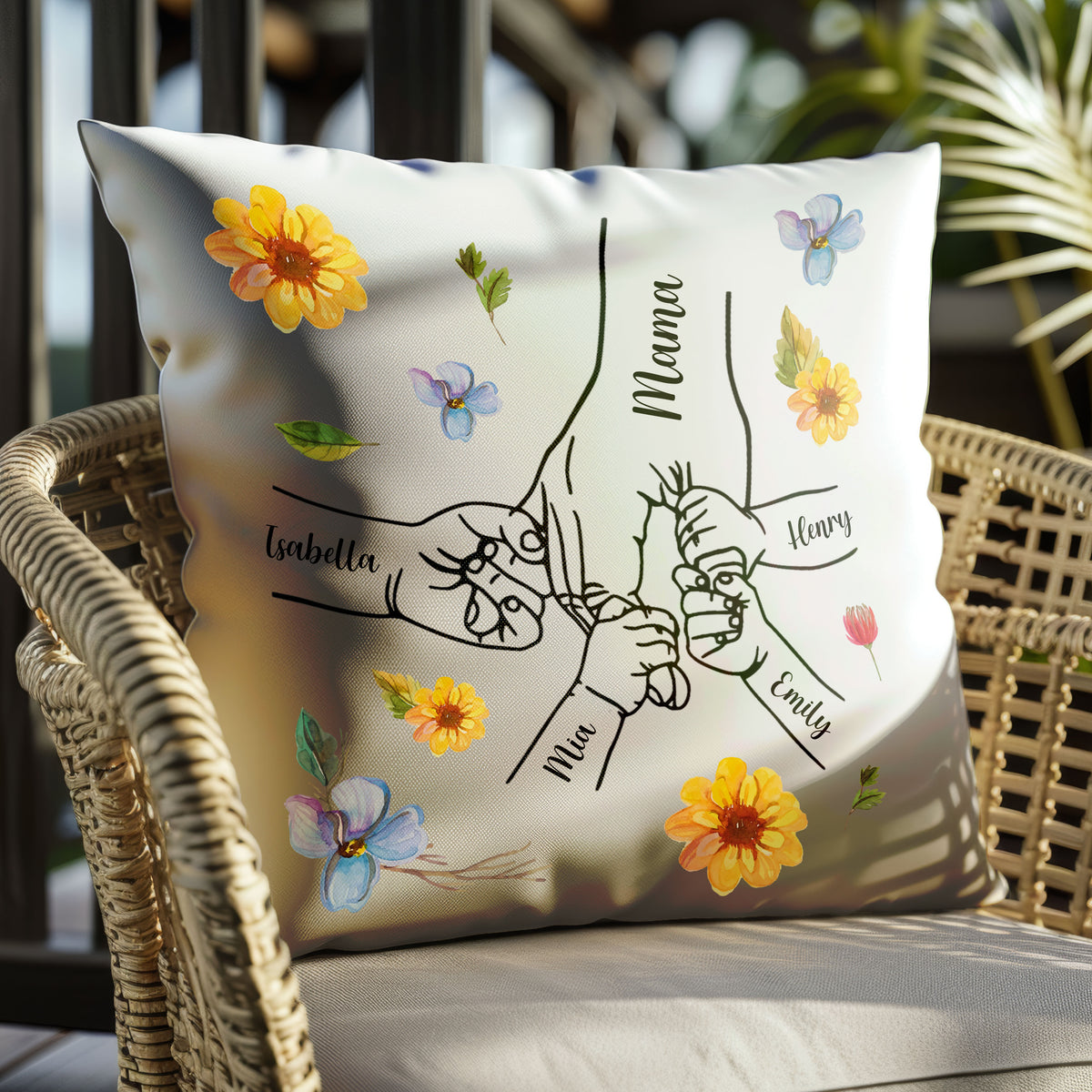 Personalized Hand in Hand Pillow - Fist Bump Pillow - Personalized Pillow, Gift for Her, Gift For Mother, Gift For Granddaughter, Grandson