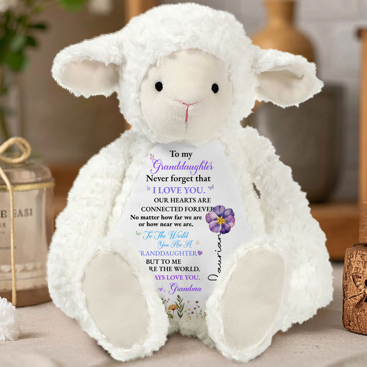 Personalized Lamb for Granddaughter - Sentimental "Love You Forever" Message Plush
