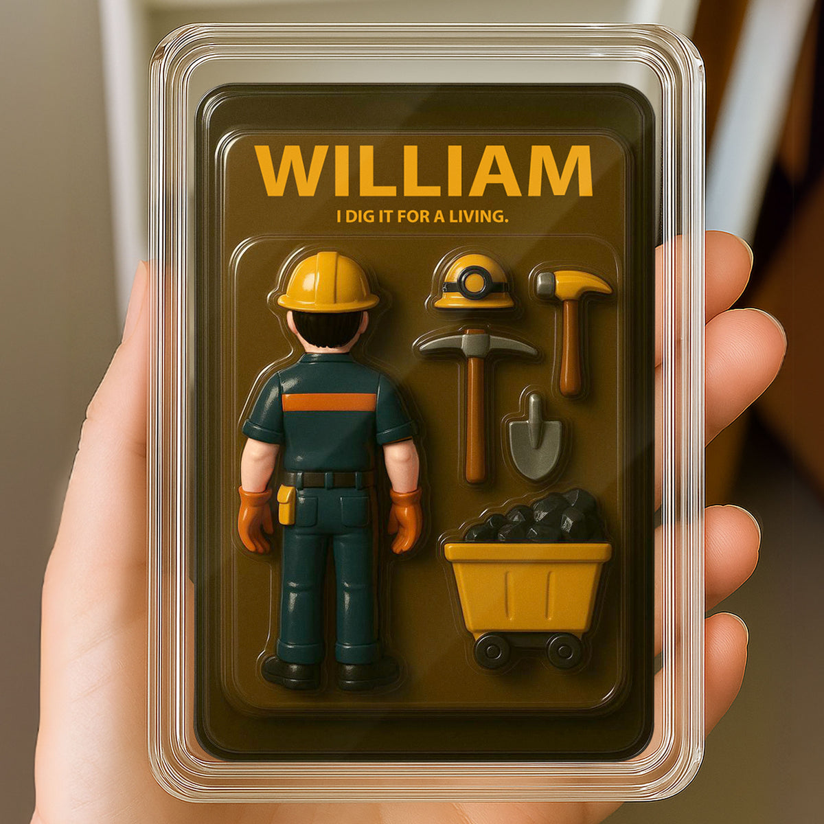 Personalized Miner Father's Day Gift - 3D Style "I Dig It" Acrylic Plaque Custom Name