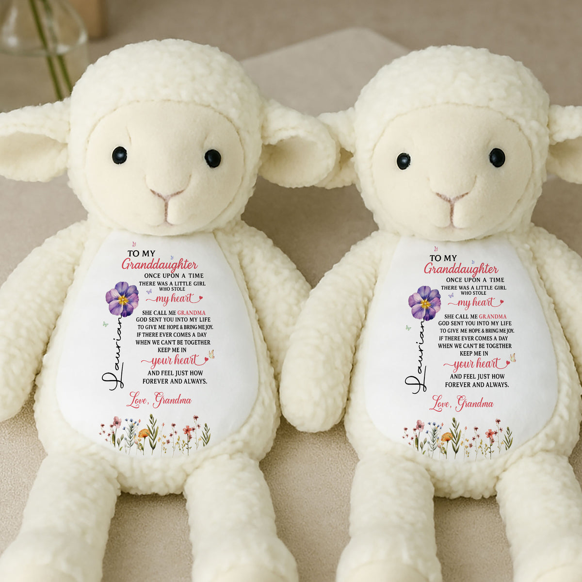 Personalized Name & "Once Upon A Time..." Plush Lamb | Grandkid Gift