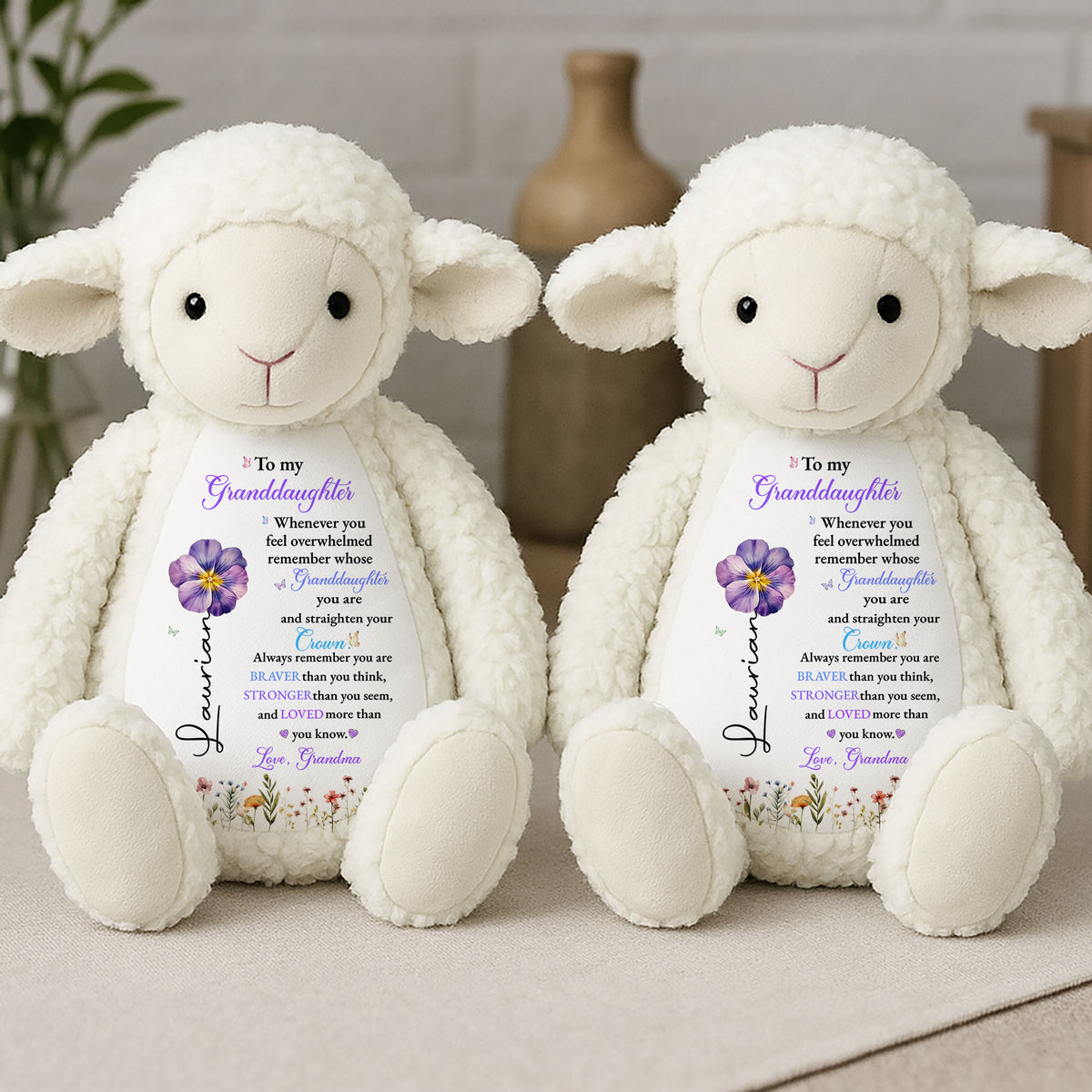 Personalized Name & "Whenever You Feel Overwhelmed..." Plush Lamb | Grandkid Gift