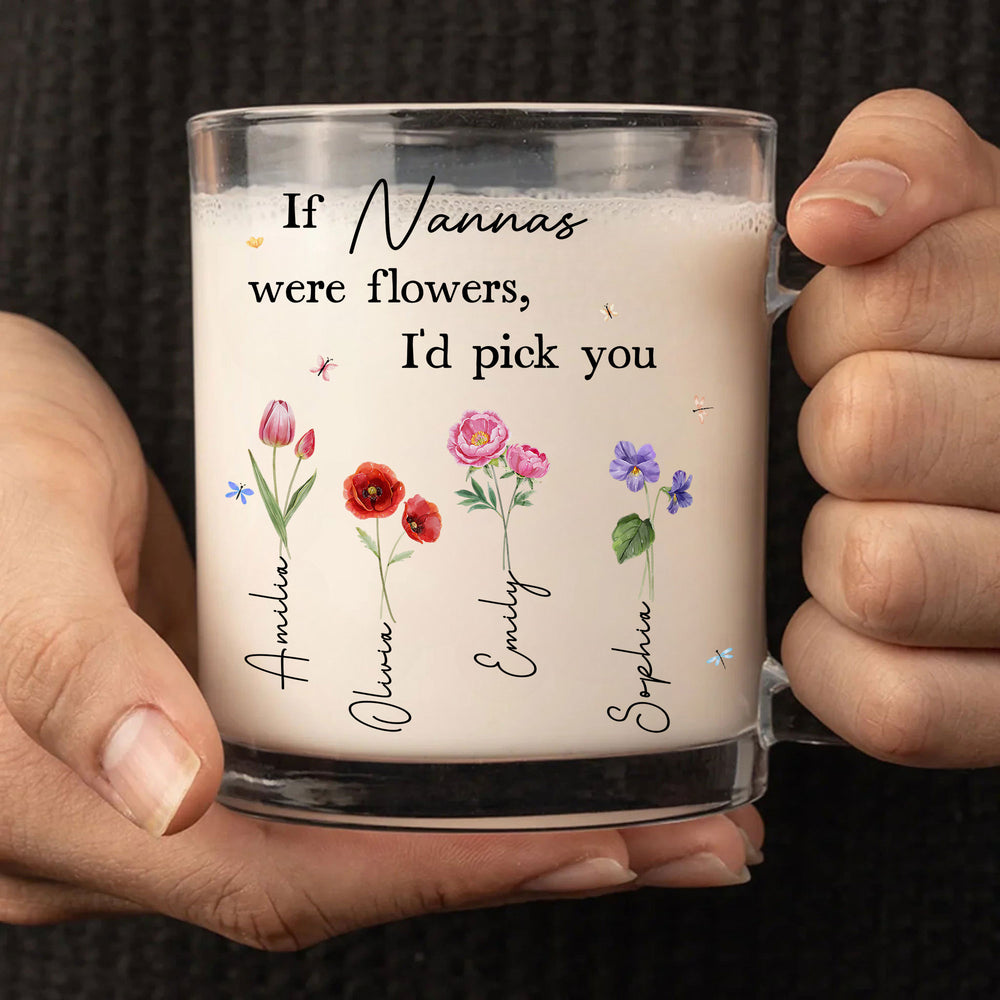 Personalized Nanna Mug - Custom Floral Gift with Grandchildren Names