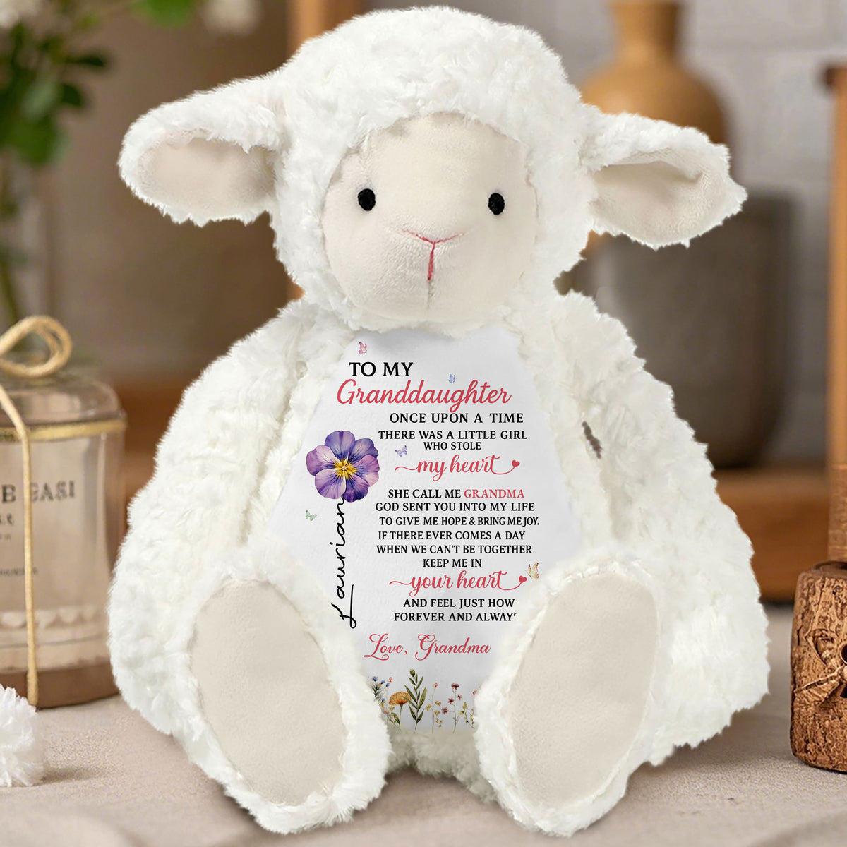 Personalized "Once Upon A Time... Stole My Heart" Plush Lamb | Gift for Grandkid