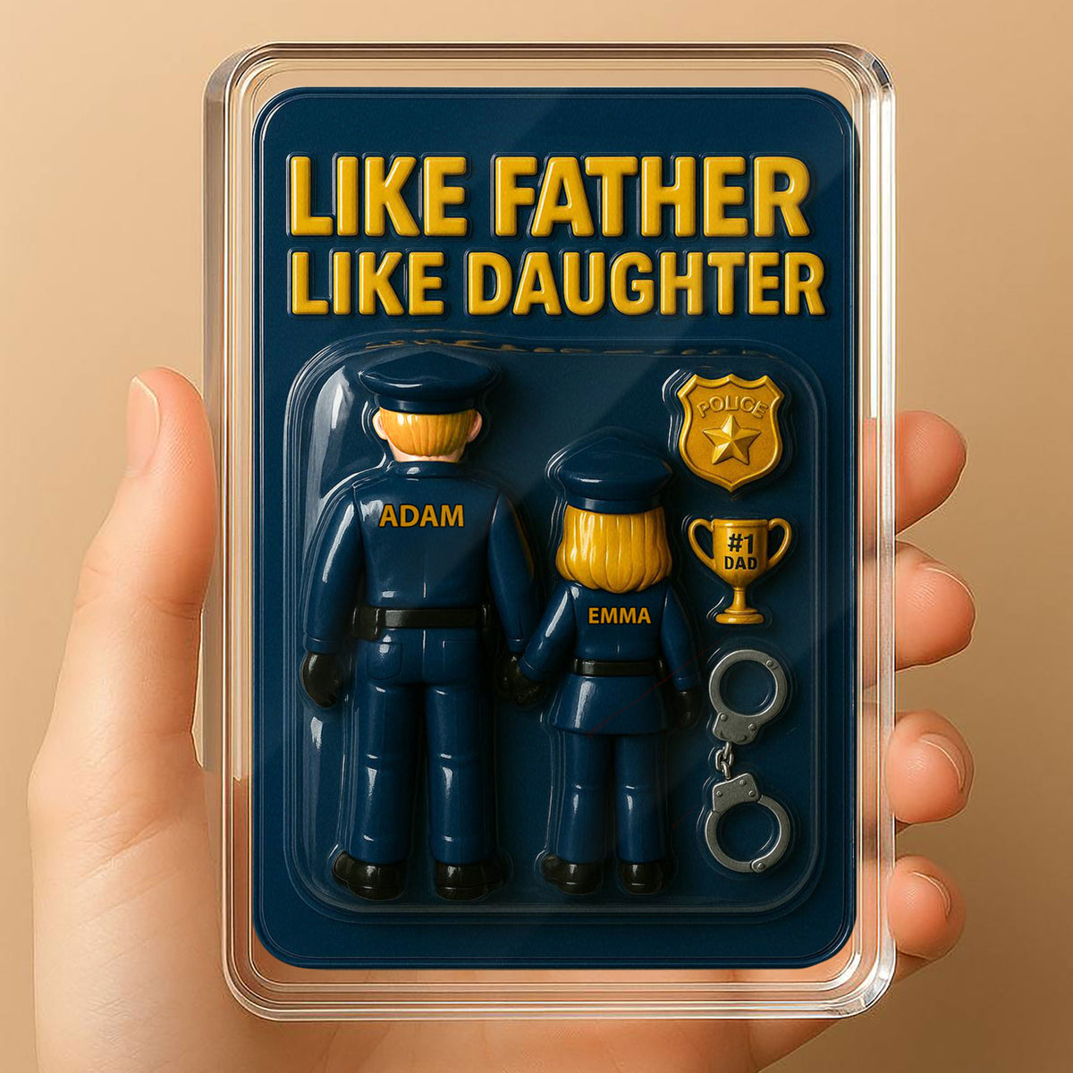 Personalized Police Officer Father Daughter Father's Day Gift - 3D Style Acrylic Plaque Custom Names