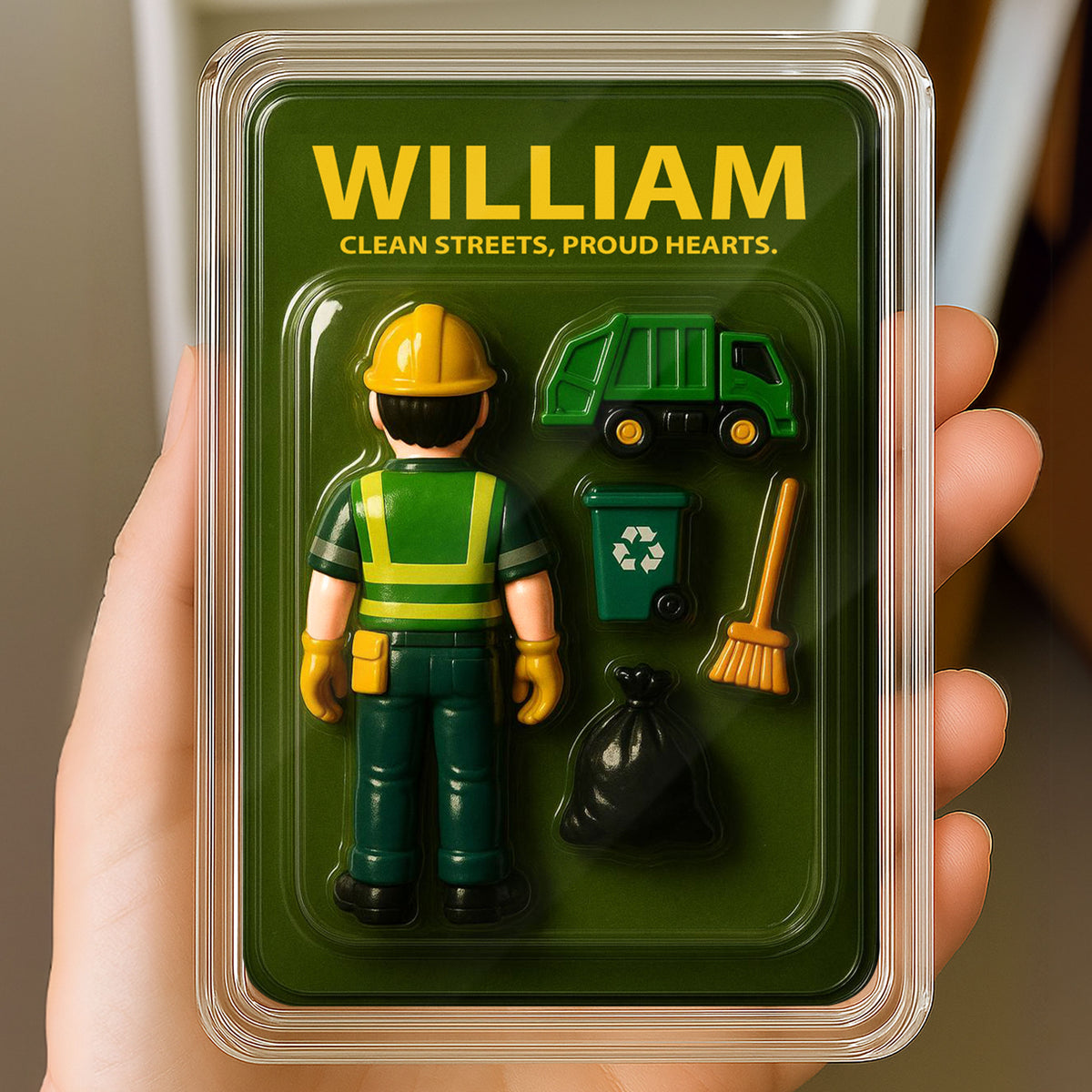 Personalized Sanitation Worker Father's Day Gift Decor Acrylic Plaque - 3D Style Acrylic Plaque Custom Name