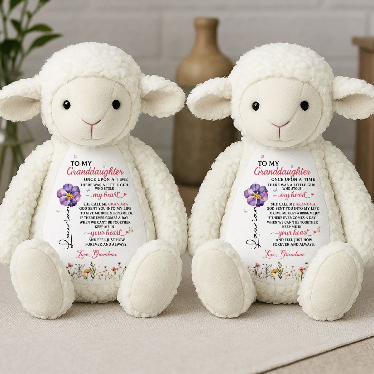 Personalized "Stole My Heart" Plush Lamb | Gift for Granddaughter/Grandkid