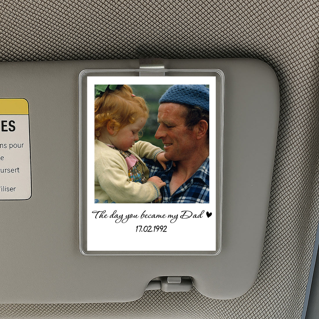 Personalized “The Day You Became My Dad” Car Visor Photo Clip – Custom Acrylic Gift for Father’s Day – Sentimental Keepsake for Dad from Daughter or Son
