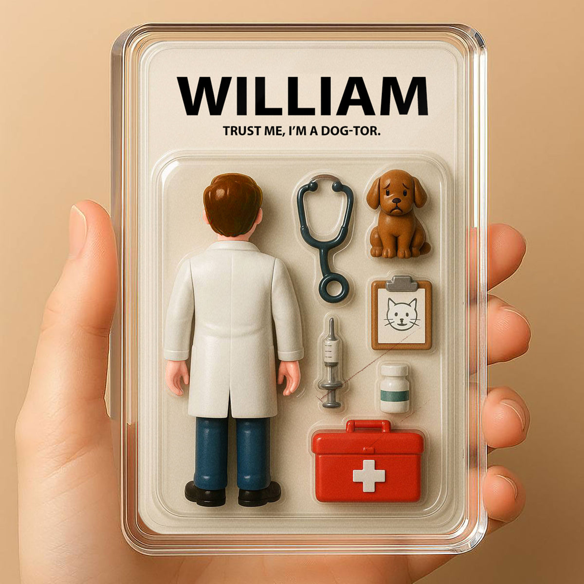 Personalized Veterinarian Father's Day Gift - 3D Style "Dog-tor" Acrylic Plaque Custom Name