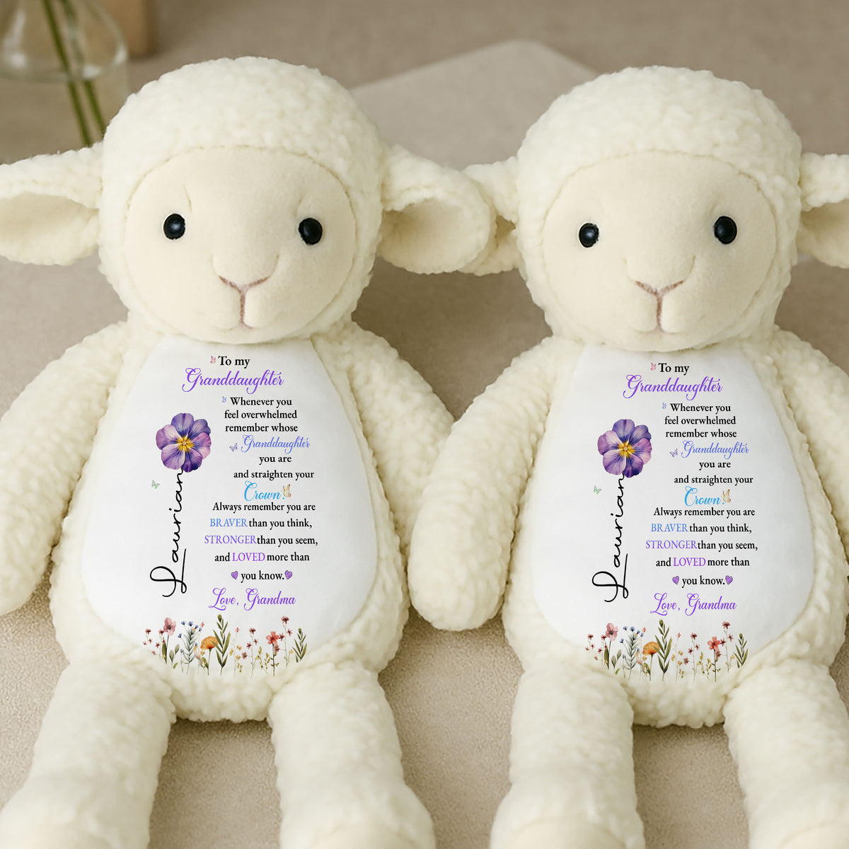 Personalized "Whenever You Feel Overwhelmed..." Plush Lamb | Grandkid Gift