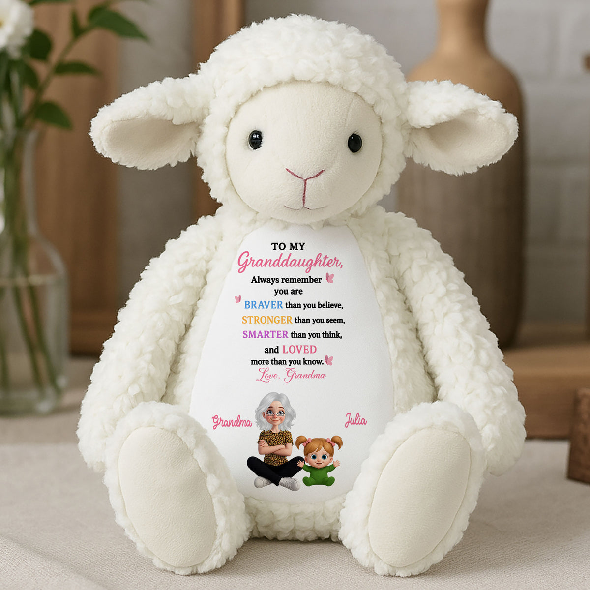 Personalized You Are Braver Than You Believe Stronger Than You Seem Smarter Than You Think Plush Lamb, Custom Stuffed Animals