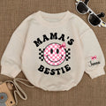 Baby Bodysuit Romper Long Sleeve Mama's Bestie Reindeer Personalized Custom Babysuit - Gift For Baby And Mom - LuthCreative