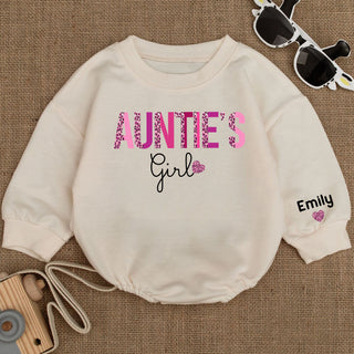 Baby Bodysuit Romper Long Sleeve Customize Name Auntie's Girl Personalized Custom Babysuit - Gift For Niece And Auntie