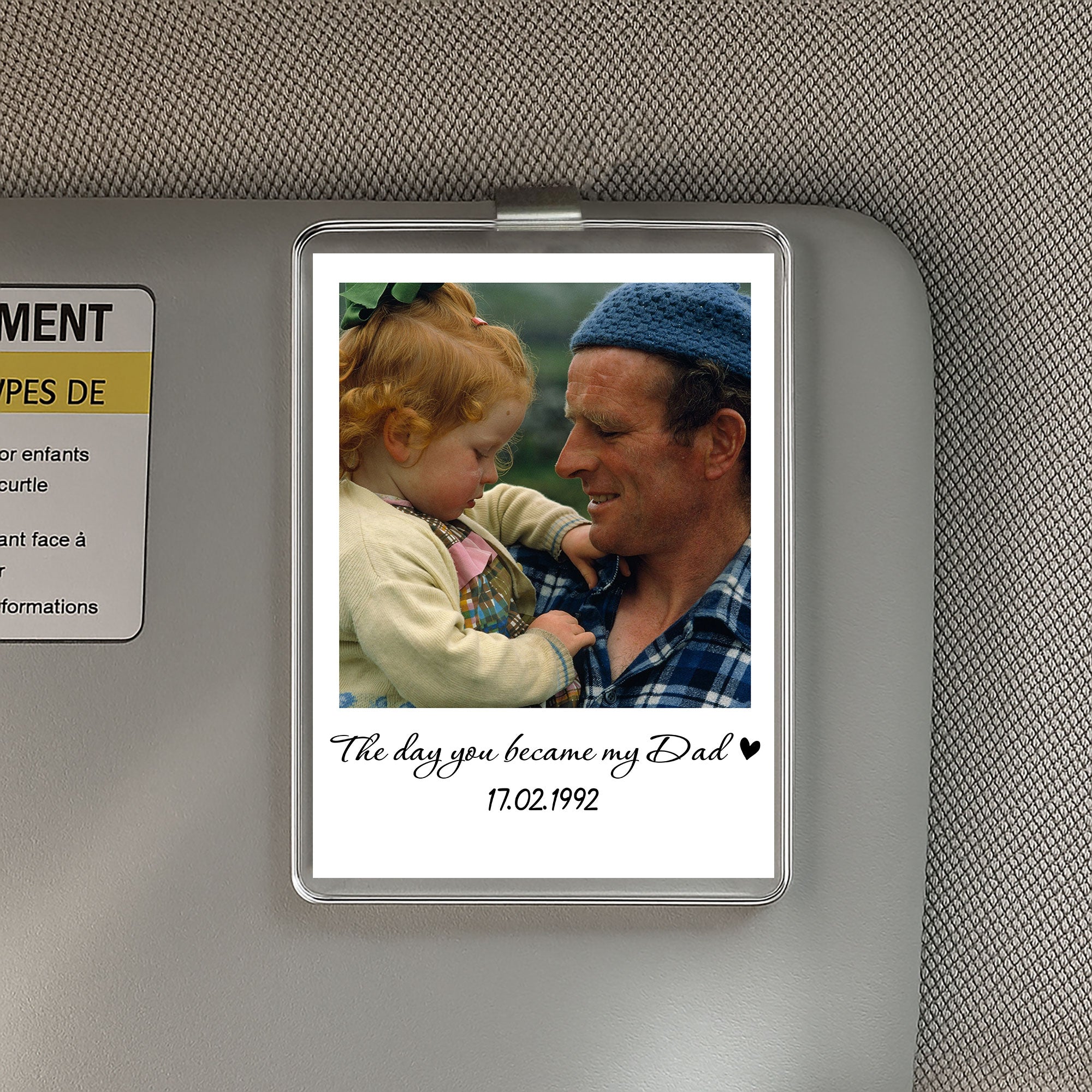 Sentimental Father’s Day 2025 Gift – “The Day You Became My Dad” Acrylic Photo Car Visor Clip – Personalized Gift for Stepdads, Adoptive Dads, or New Dads
