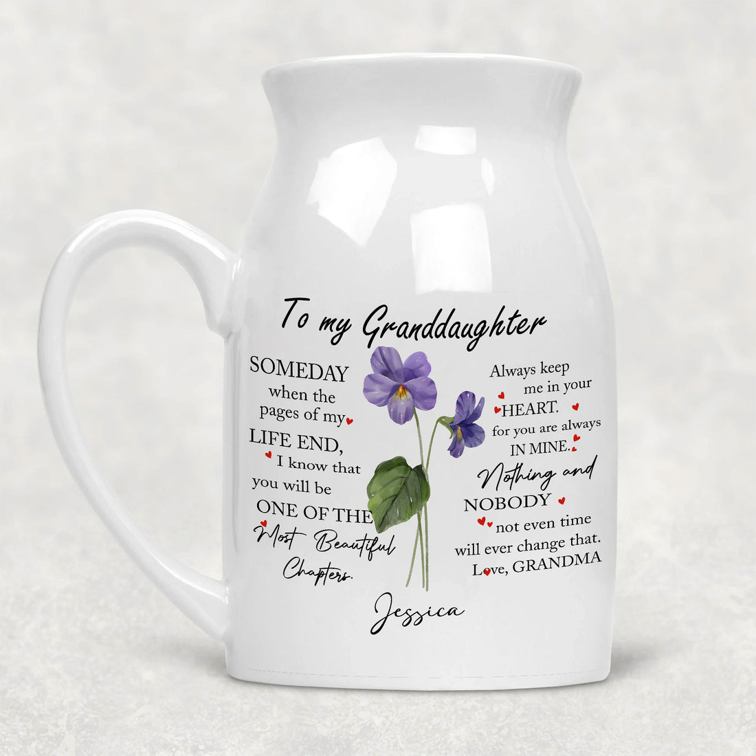 "Someday When The Pages of My Life End" Birth Month Flower Custom Name Ceramic Vase