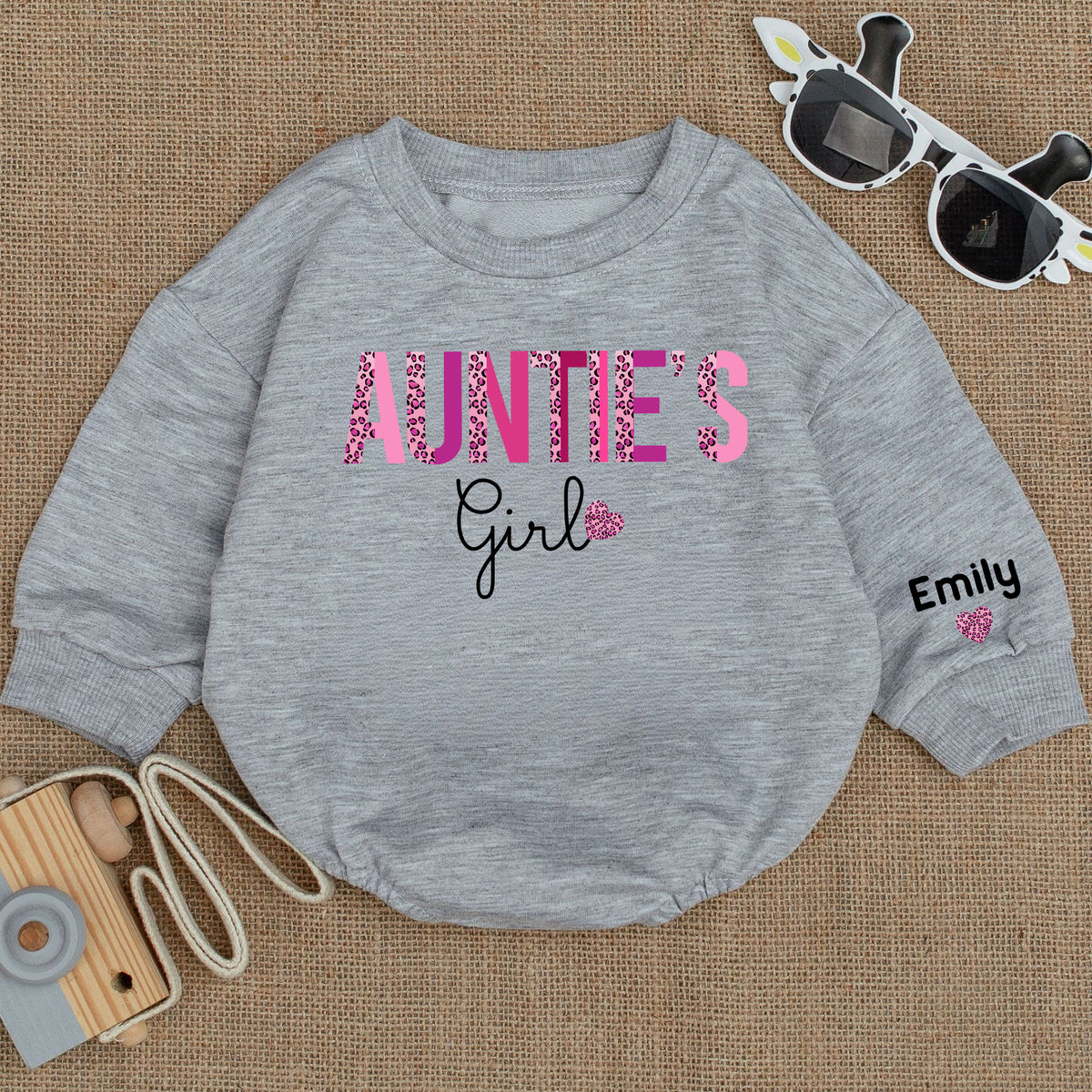 Baby Bodysuit Romper Long Sleeve Customize Name Auntie's Girl Personalized Custom Babysuit - Gift For Niece And Auntie - LuthCreative
