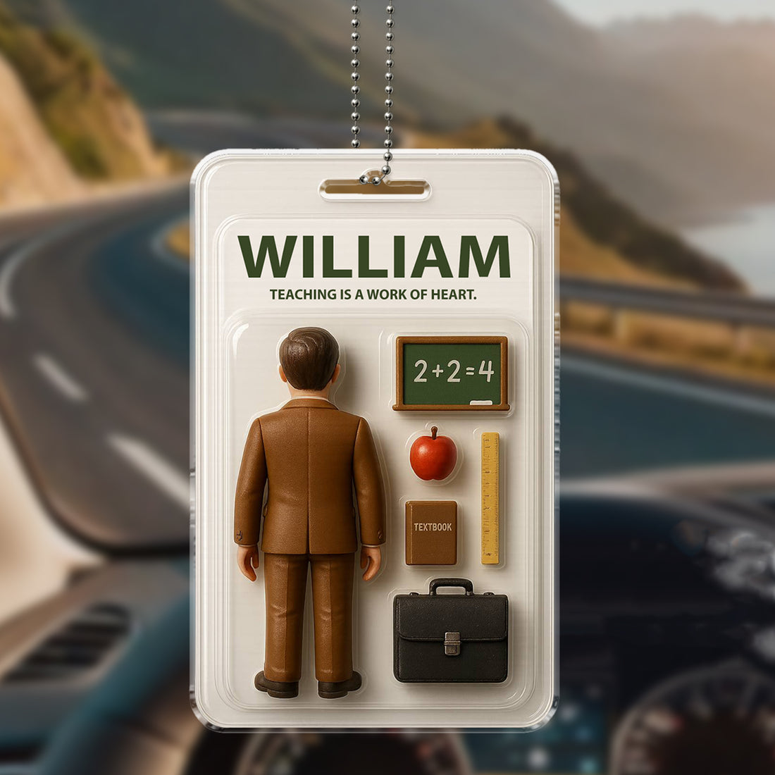 Teacher Car Ornament for Dad – Personalized Acrylic Father’s Day Gift for Educators Who Make a Difference Every Day

