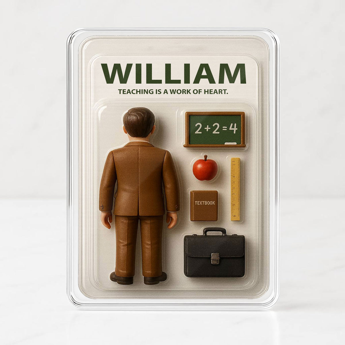Teacher Father's Day 3D Plaque - Personalized Educator Gift "Work of Heart" Desk Decor