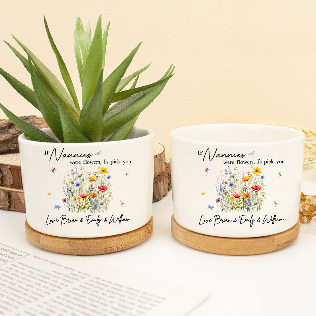 If Nannies Were Flowers, I'd Pick You – Birth Month Flower Custom Name Ceramic Plant Pot