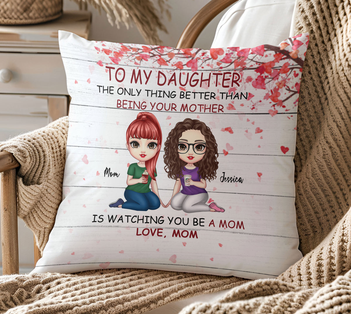 To My Daughter Pillow For Her Birthday With Heartfelt Message