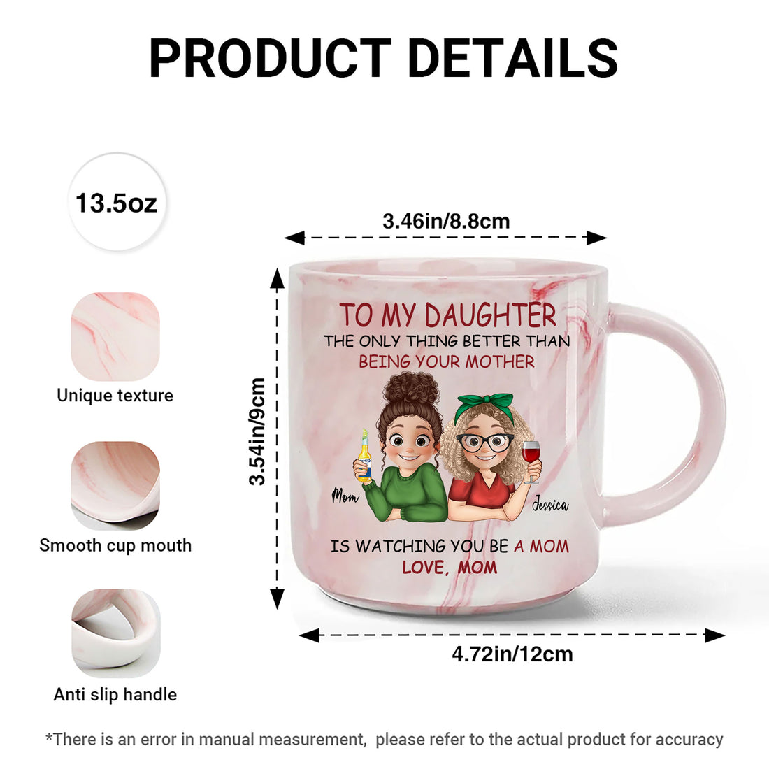 To My Daughter The Only Thing Better Than Being Your Mother Marble Mug, Gift For Mom, Gift For Grandma, Gift For Daughter