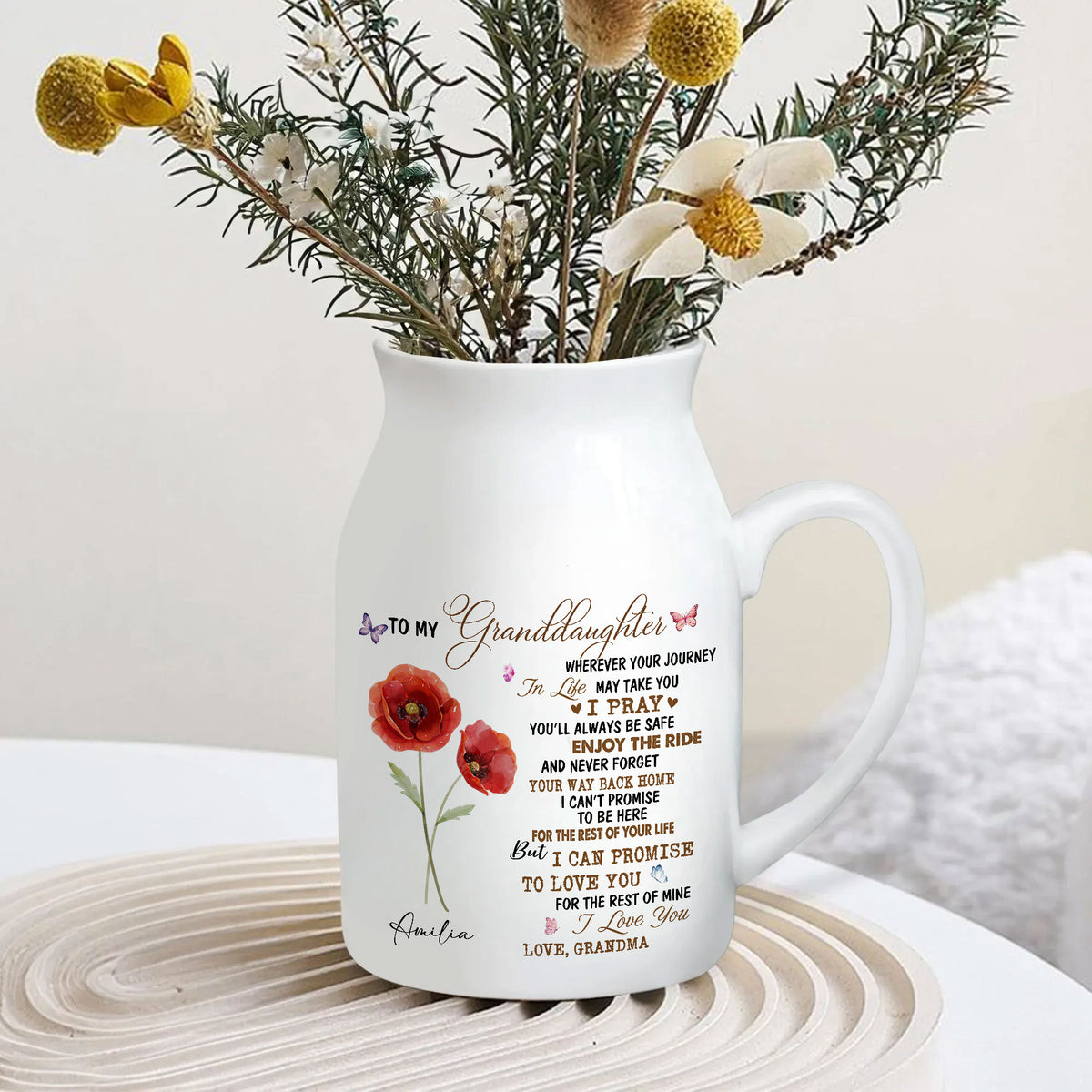To My Granddaughter Mug, Mugs for Granddaughter, Personalized Vase