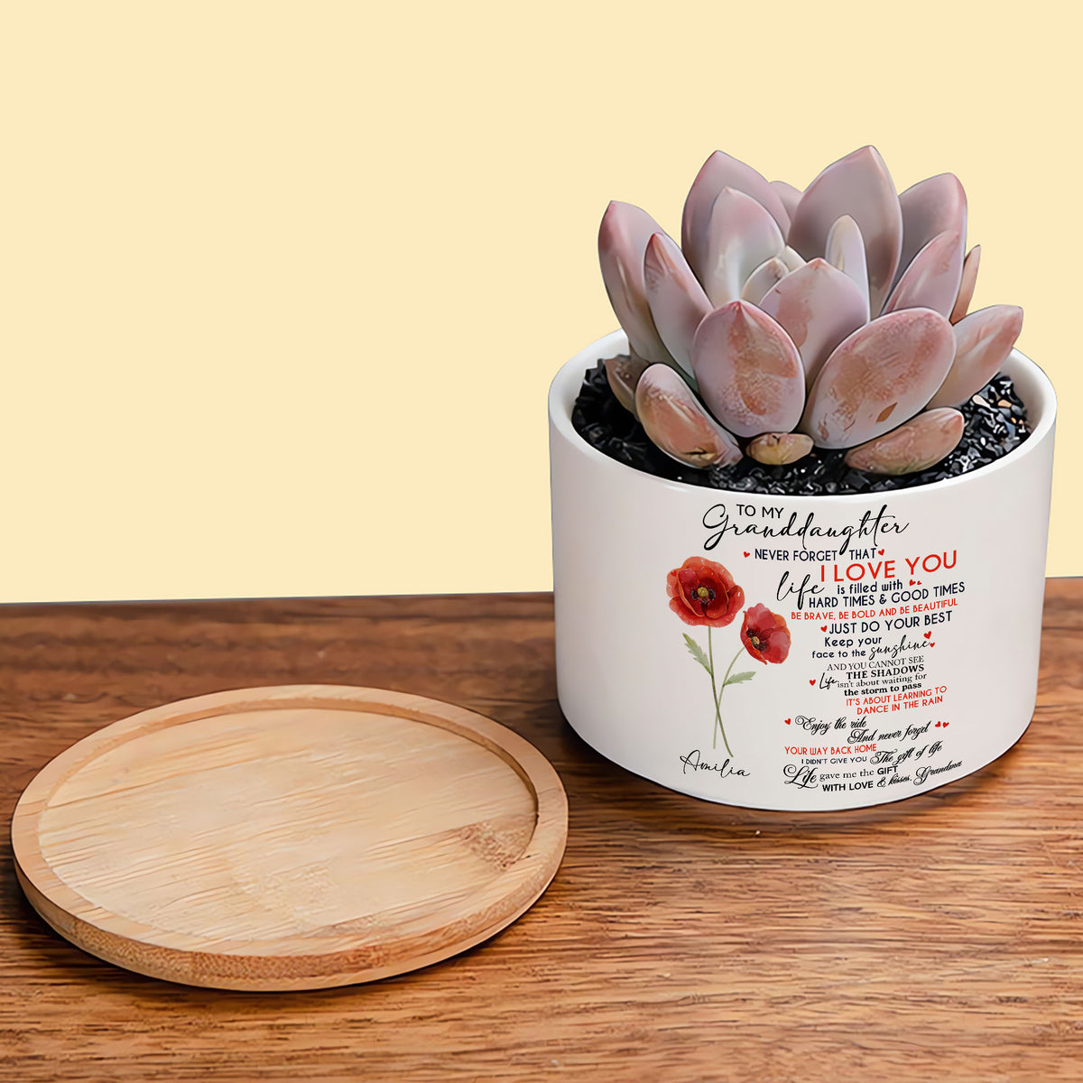 To My Granddaughter: Never Forget That I Love You – A Birth Month Flower Ceramic Plant Pot for Special Moments