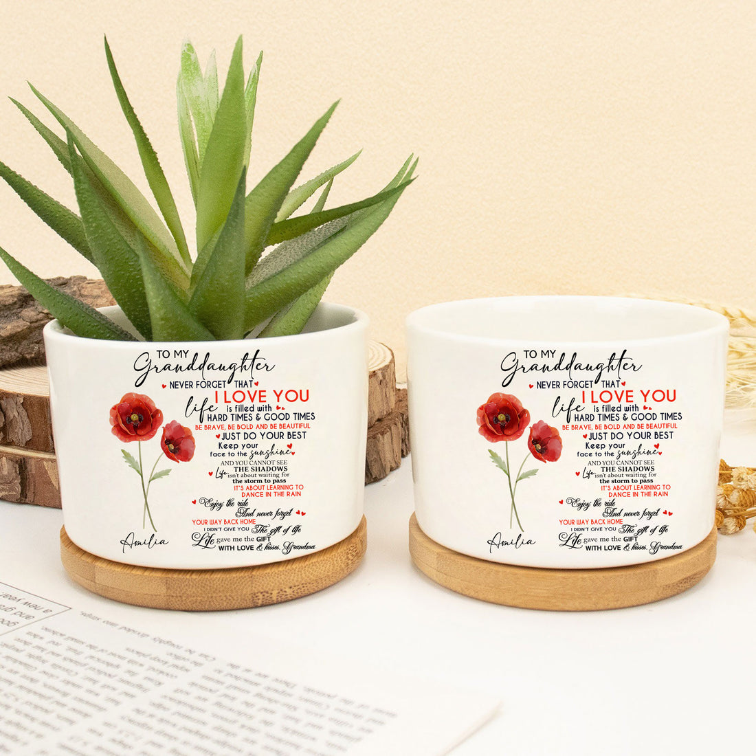 To My Granddaughter Never Forget That I Love You Birth Month Flower Ceramic Plant Pot (X)