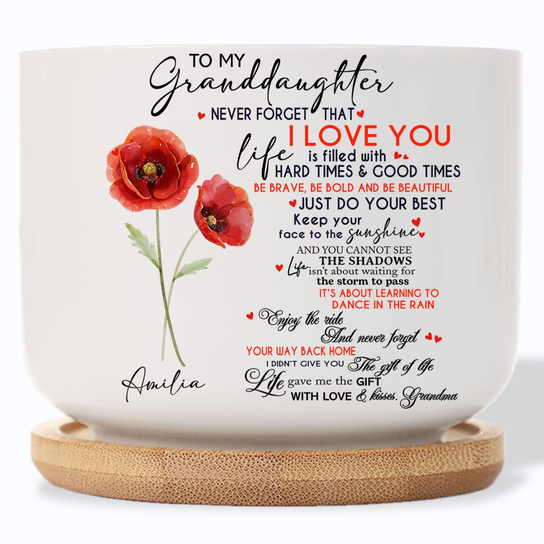 To My Granddaughter Never Forget That I Love You Birth Month Flower Ceramic Plant Pot (X)