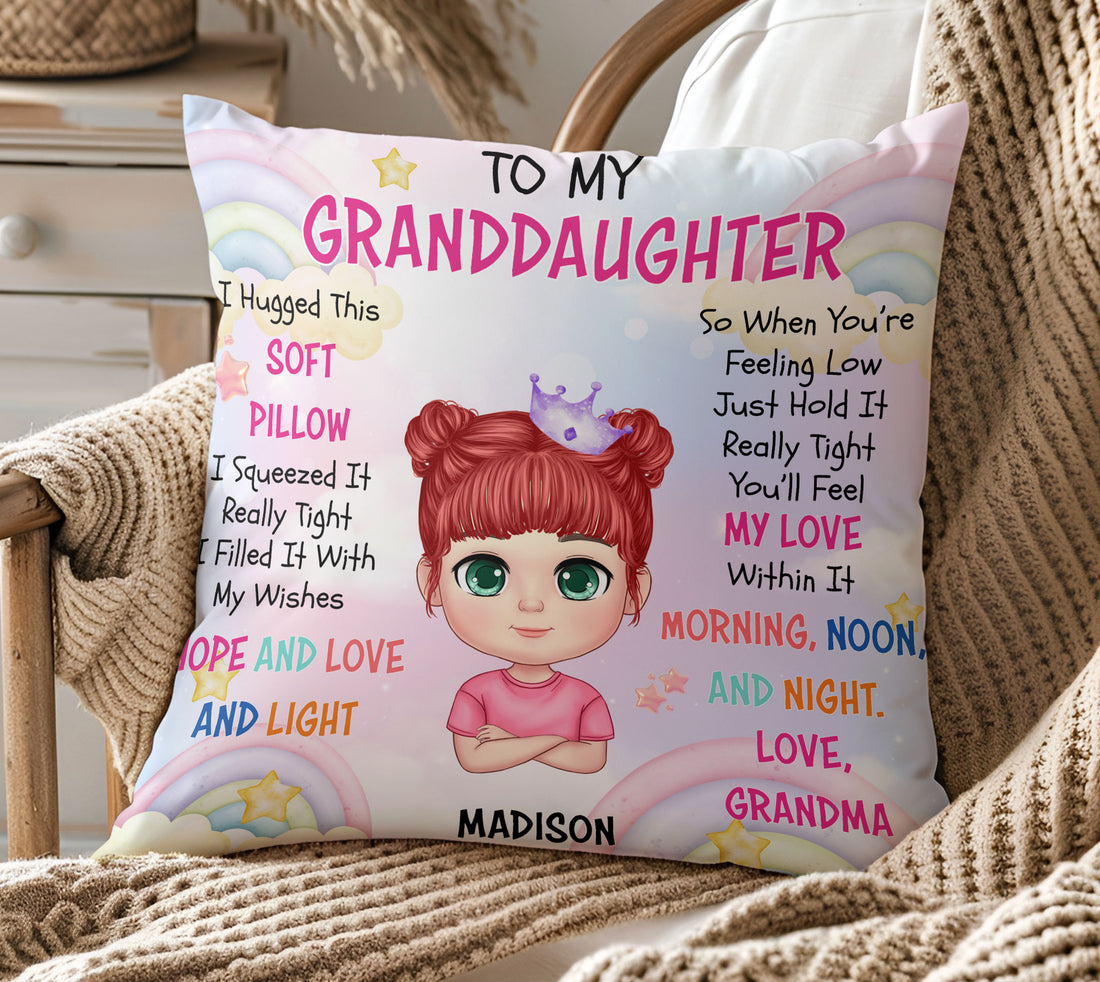 Custom To My Granddaughter I Hugged This Soft Pillow - Gift For Granddaughter, Kids