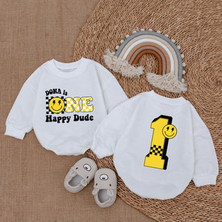 Romper Baby Customize One Happy Dude - Personalized Custom Babysuit - Gift For Baby