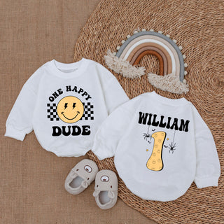 Romper Baby Customize One Happy Dude - Personalized Custom Babysuit - Gift For Baby