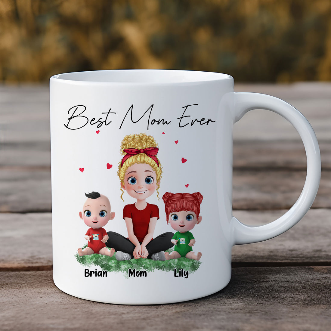 Let your Mom know she's the 'Best Mom Ever' with this loving White Ceramic Mug. Choose the perfect size and add a personal touch to create a personalized mug she will cherish forever!