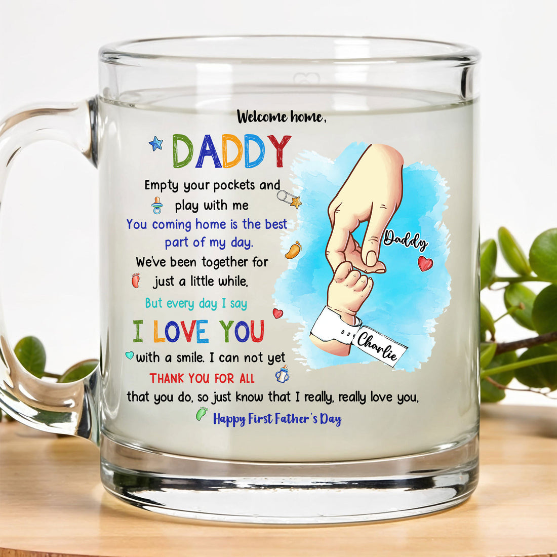Dear Daddy Glass Mug from Baby – First Father’s Day Gift – Personalized Keepsake for New Dads – Celebrate Love and Dad Life Moments