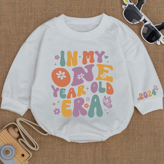 Baby Bodysuit Romper Long Sleeve In My One Year Old Era Personalized Custom Babysuit - Gift For Baby And Mom